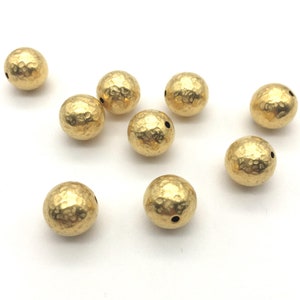 12mm, 22K Gold Plated 12mm Copper Bead, Hammered Gold Beads, 4PCS