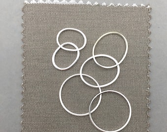 Vintage Silver Plated Skinny Brass Rings, 6PCS