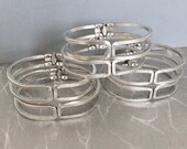 Vintage Brass Hinged Bracelet, 60 39 s Jewelry, Silver Plated Bangle Bracelet, 1PC