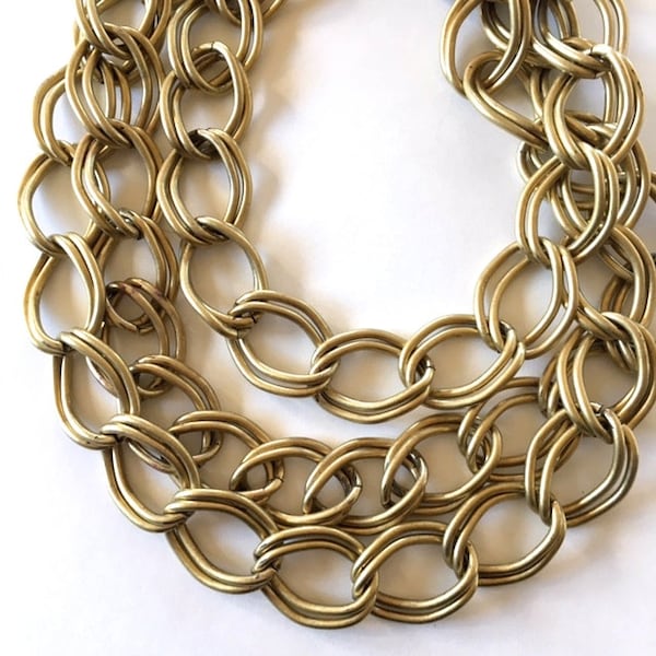 XL Double Link Chain, Vintage Brass Chain, Statement Chain, 29mm, 23"