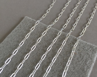 Tiny Skinny Long Silver Plated Cable Chain, 5.4mm, 5FT