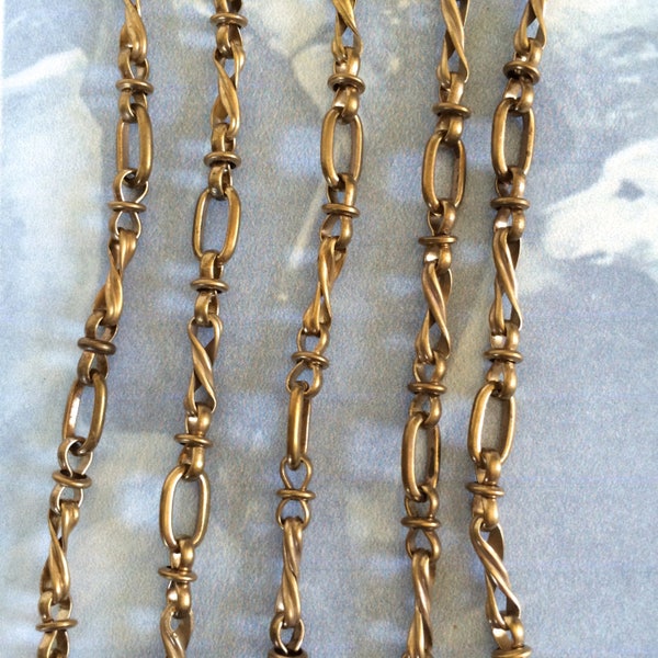 Vintage Standish Chain, Twist Brass Chain, 10mm, 2FT