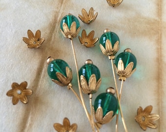 Tiny Vintage Leaf Bead Caps, Leaf Bevindingen, 14PCS, VS gemaakt.