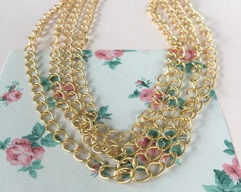 8mm Gold Plated Brass Curb Chain, Jewelry Making Chain, 3FT