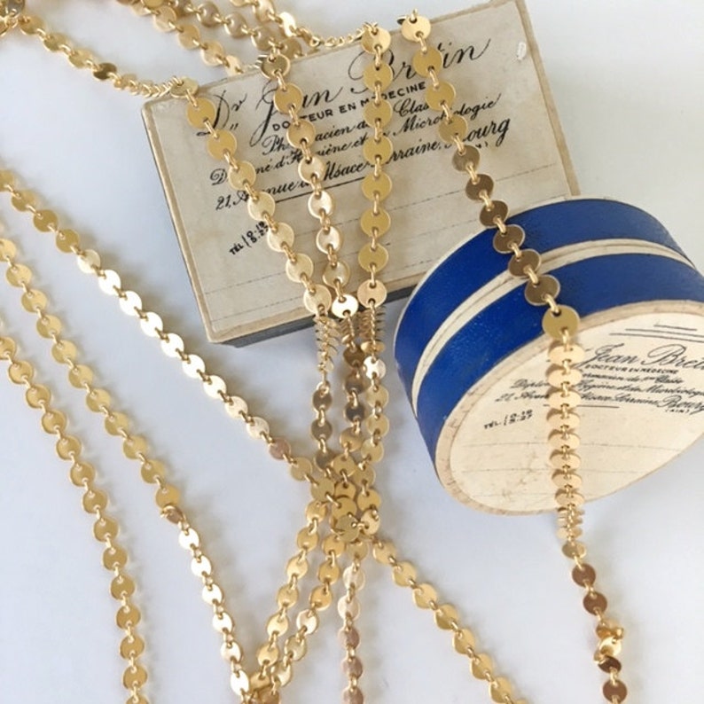 4mm Gold Coin Chain Gold Chain Fancy Brass Chain 4mm 2FT Etsy