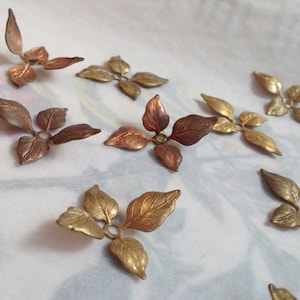 Brass Leaf Bead Caps, Leaf Findings, 24PCS, USA Made image 3