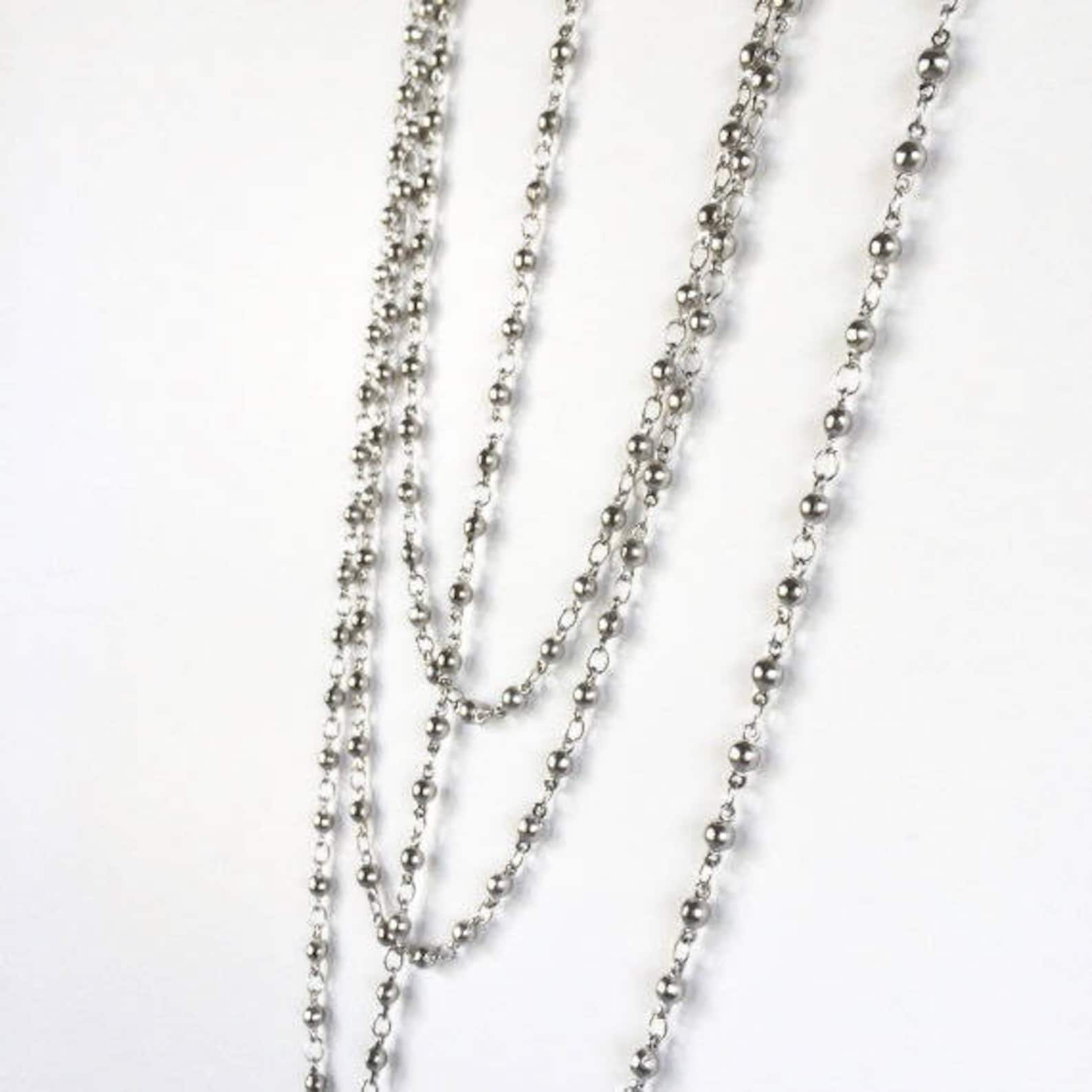 Silver Bead Chain Silver Rosary Chain 3mm Bead Chain 2FT - Etsy