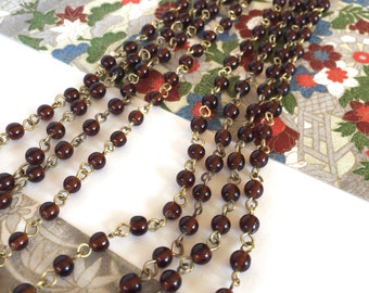 New Color!!! Smoky Topaz Bead Chain, Glass Bead Chain, Rosary Chain, 4mm, 5FT