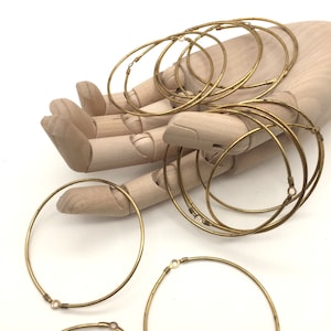 Vintage Brass Wire Hoop Earring Findings, 2.25&quot;, 12PCS