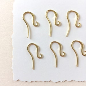 Gold Plated Swoosh Brass Ear Wires, 3 Pair