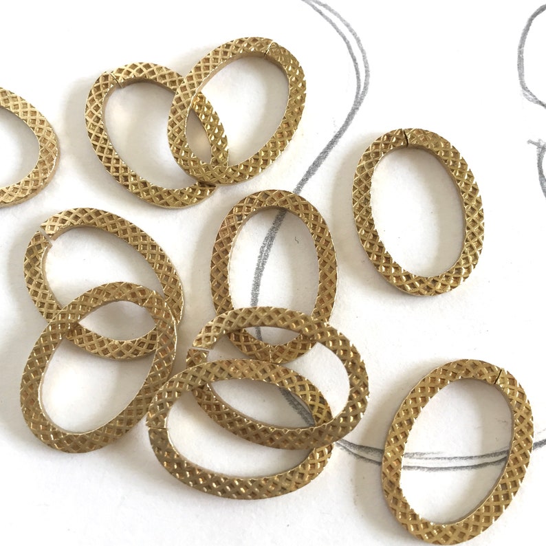 Large Textured Brass Oval Jump Rings Fancy Jump Rings 20mm Etsy