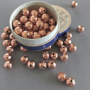 8mm Copper Beads, Hammered Copper Beads, 8mm, 12PCS