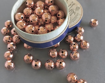 8mm Copper Beads, Hammered Copper Beads, 8mm, 12PCS