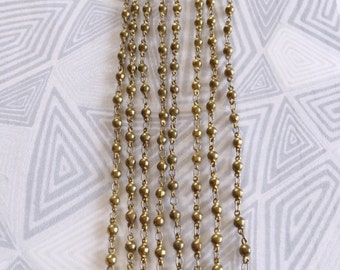 Vintage 3mm Brass Bead Chain, Jewelry Making Chains, 1FT