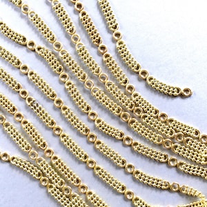 Priscilla Chain, Tiny Gold Bead Chain, Fancy Gold Chain, 5mm, 1FT image 1