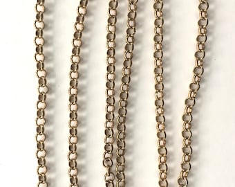 5mm Brass Rollo Cable Chain, Belcher Chain, 6FT
