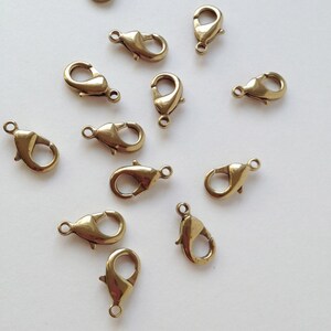 15mm Brass Lobster Clasp, Lobster Claw Clasp, 12PCS image 4
