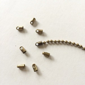 Brass End Caps for Ball Chain, 2.4mm, 20Pcs