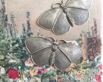 Silver on Brass Butterfly Finding, Butterfly Charm, 46m, USA Made, 2PCS