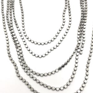 Vintage Flat Silver Plated Brass Bead Chain, 14&quot;
