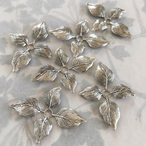 Antique Silver Plated Bead Caps, Nature Bead Caps, Leaf Findings, 18PCS, USA Made. image 6
