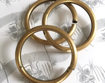 3" Large Vintage Brass Tubing Rings, Inside Seam, 2PC