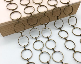 Vintage Brass Ox Plated Circle Chain 3FT