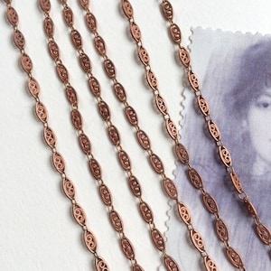 Filigree Scroll Chain, Antique Copper Plated Brass Chain, 1 FT