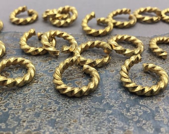 Large Fancy Twist Brass Jump Rings, 15mm, 12PCS