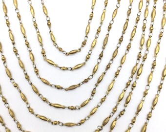 Vintage Brass Bead Chain, Jewelry Making Chains, 2mm, 2FT
