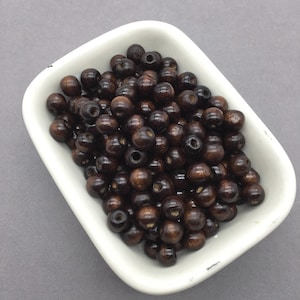 Vintage Coffee Colored Wood Beads, 9mm, 100PCS
