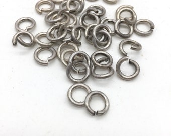 8mm Matte Silver Ox Plated Brass Jump Rings, USA Made, 24PCS