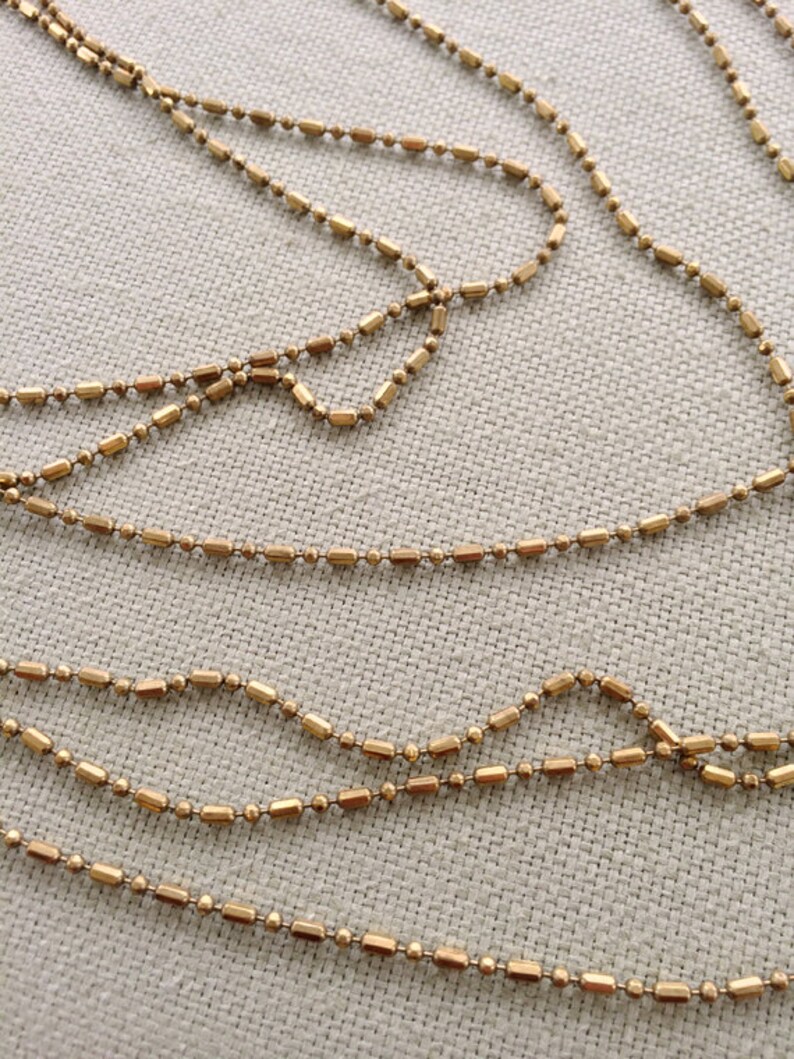 Vintage Faceted Bead Chain Diamond Cut Chain Brass Bead Etsy