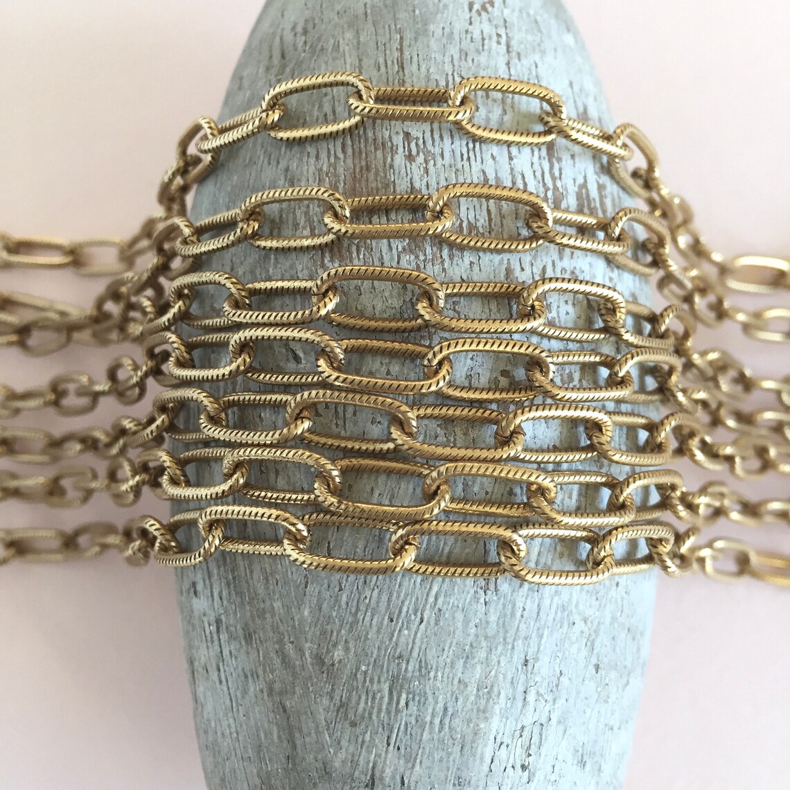 Antique Gold Plated Long Cable Chain Large Gold Cable Chain Etsy