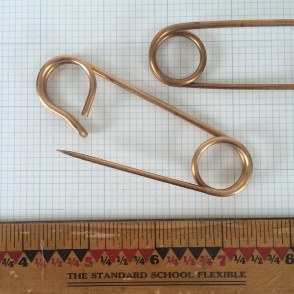 New Price!! Large Safety Pin, Kilt Pin, Vintage Brooch, Object d'Art, 3.5", 2PCS