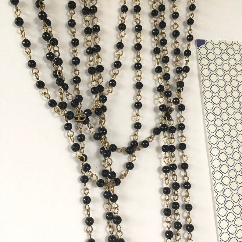 Black Bead Chain Glass Bead Chain Rosary Chain 4mm 5ft Etsy