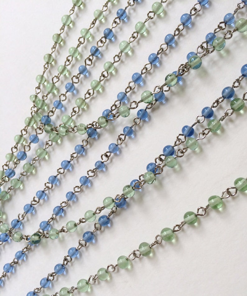 Mint Green Bead Chain Glass Rosary Chain 4mm 5ft Etsy