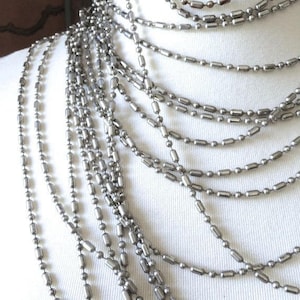 Vintage Silver Plated Brass Bead Chain, 3mm, 6FT
