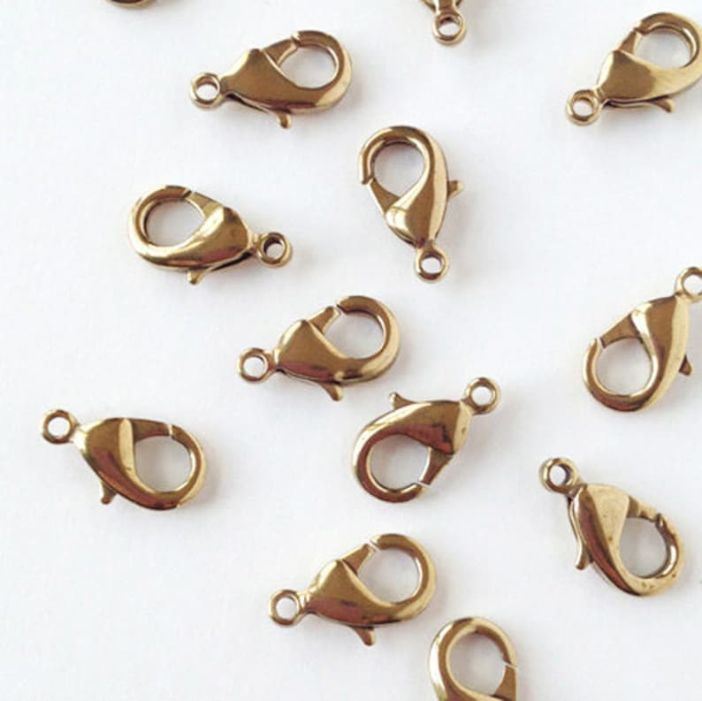 15mm Brass Lobster Clasp, Lobster Claw Clasp, 12PCS image 1