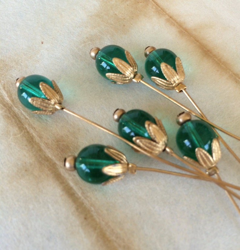 Tiny Vintage Leaf Bead Caps, Leaf Findings, 14PCS, USA Made. image 3