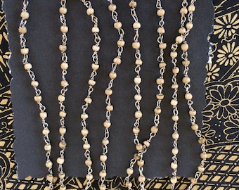 Khaki Rosary Seed Bead Necklace 3mm, 5FT