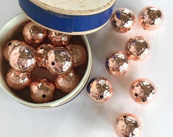 12mm Copper Beads, Hammered Copper Beads, 12mm, 8PCS