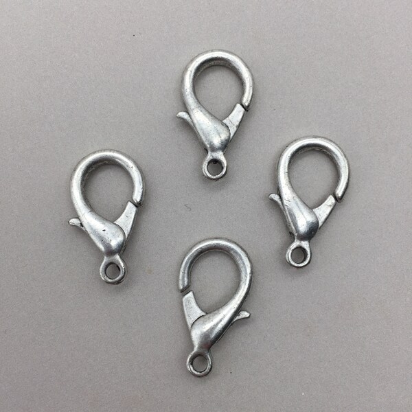 22mm Large Lobster Claw, Antique Silver Plated Lobster Claw, 4PCS