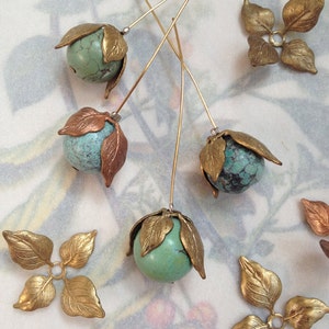 Brass Leaf Bead Caps, Leaf Findings, 24PCS, USA Made