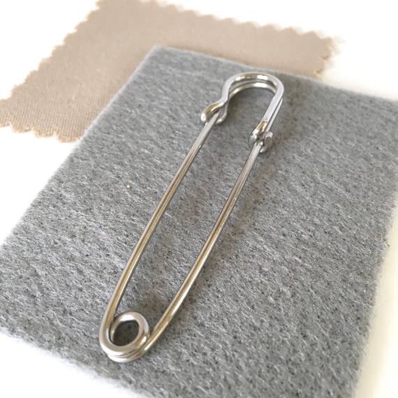 Large Vintage Silver Plt Safety Pin, 3