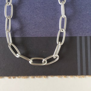 Large Silver Plated Paper Clip Chain, Large Cable Chain, Jewelry Making Chains, 18&quot;