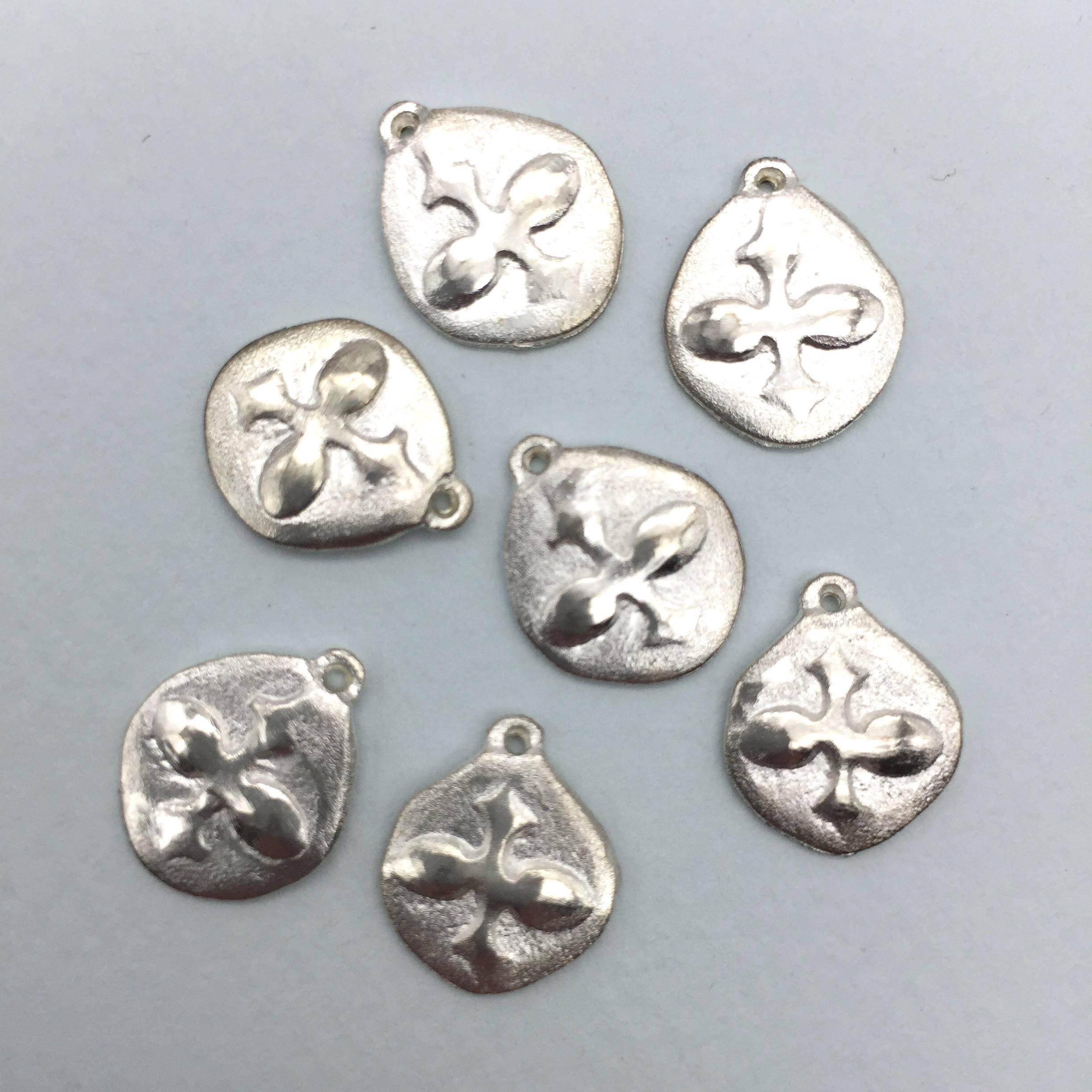 Organic Cast Silver Pebble Findings, 12mm, 4PCS - Etsy