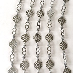 Antique Silver Plated Vanessa Chain, Silver Plate Fancy Brass Chain, 12mm, 2FT