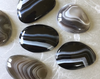 Vintage Agate Cabochons, 38mm, 1PC