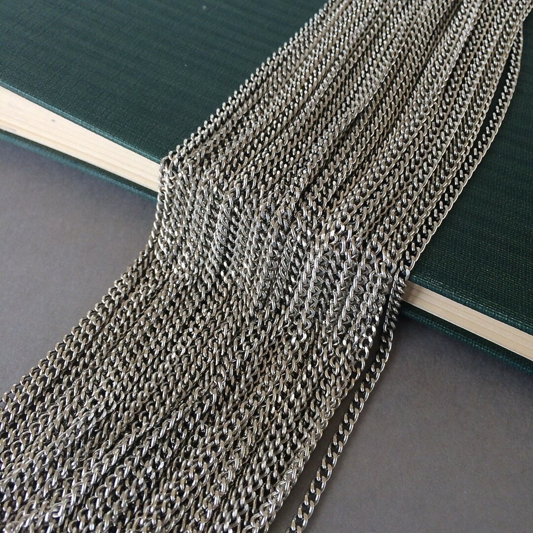 Ox Chain 2.5mm Silver Ox Plated Curb Chain, Jewelry Making Chain, 4FT - Etsy